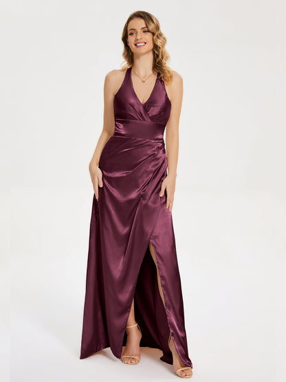 Mariana Halter Backless Soft Satin Bridesmaid Dress