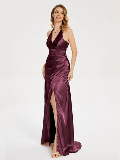 Mariana Halter Backless Soft Satin Bridesmaid Dress