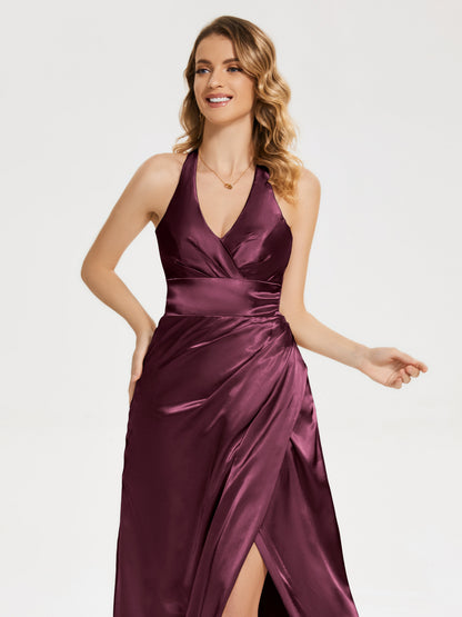 Mariana Halter Backless Soft Satin Bridesmaid Dress