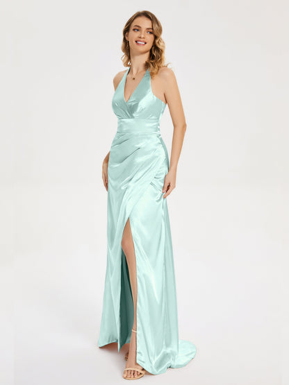 Mariana Halter Backless Soft Satin Bridesmaid Dress