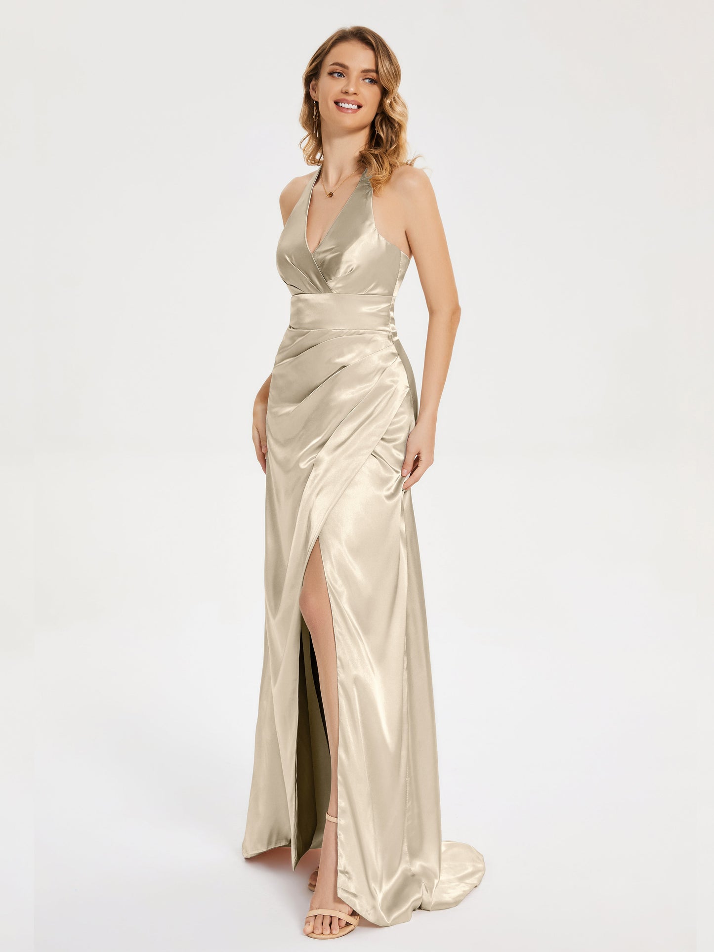 Mariana Halter Backless Soft Satin Bridesmaid Dress