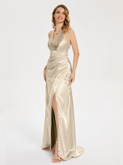 Mariana Halter Backless Soft Satin Bridesmaid Dress