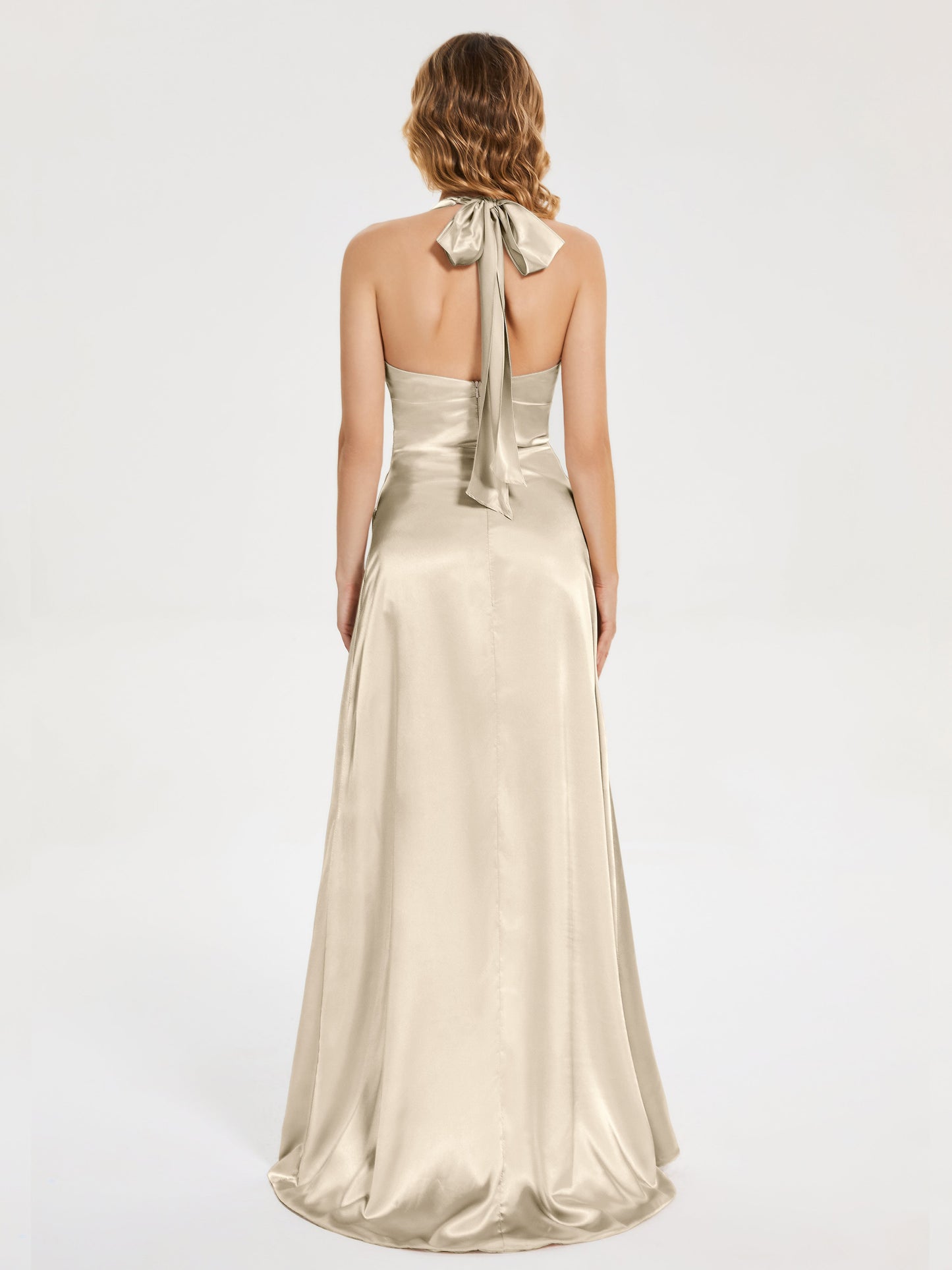 Mariana Halter Backless Soft Satin Bridesmaid Dress