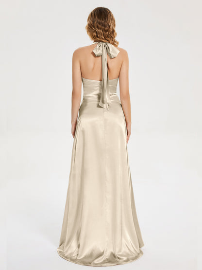 Mariana Halter Backless Soft Satin Bridesmaid Dress