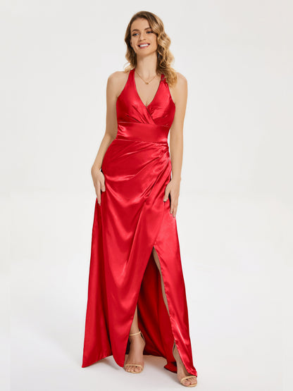 Mariana Halter Backless Soft Satin Bridesmaid Dress