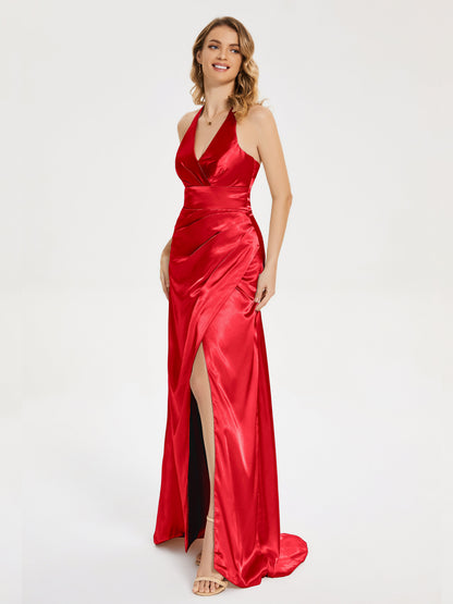 Mariana Halter Backless Soft Satin Bridesmaid Dress