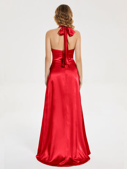 Mariana Halter Backless Soft Satin Bridesmaid Dress