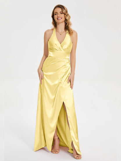Mariana Halter Backless Soft Satin Bridesmaid Dress
