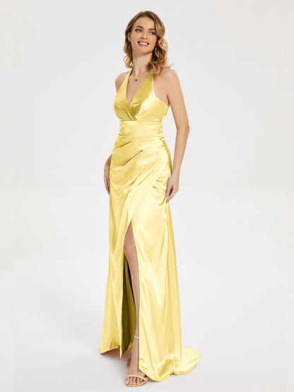 Mariana Halter Backless Soft Satin Bridesmaid Dress