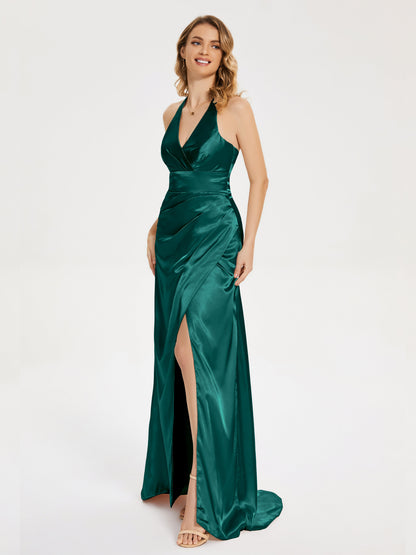 Mariana Halter Backless Soft Satin Bridesmaid Dress
