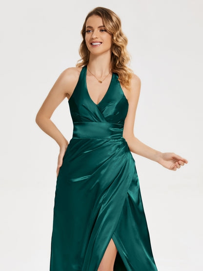 Mariana Halter Backless Soft Satin Bridesmaid Dress