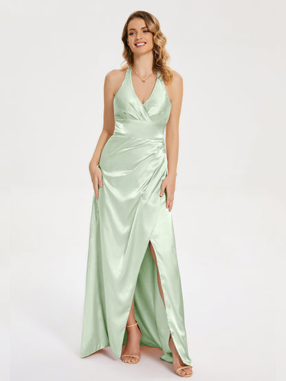 Mariana Halter Backless Soft Satin Bridesmaid Dress