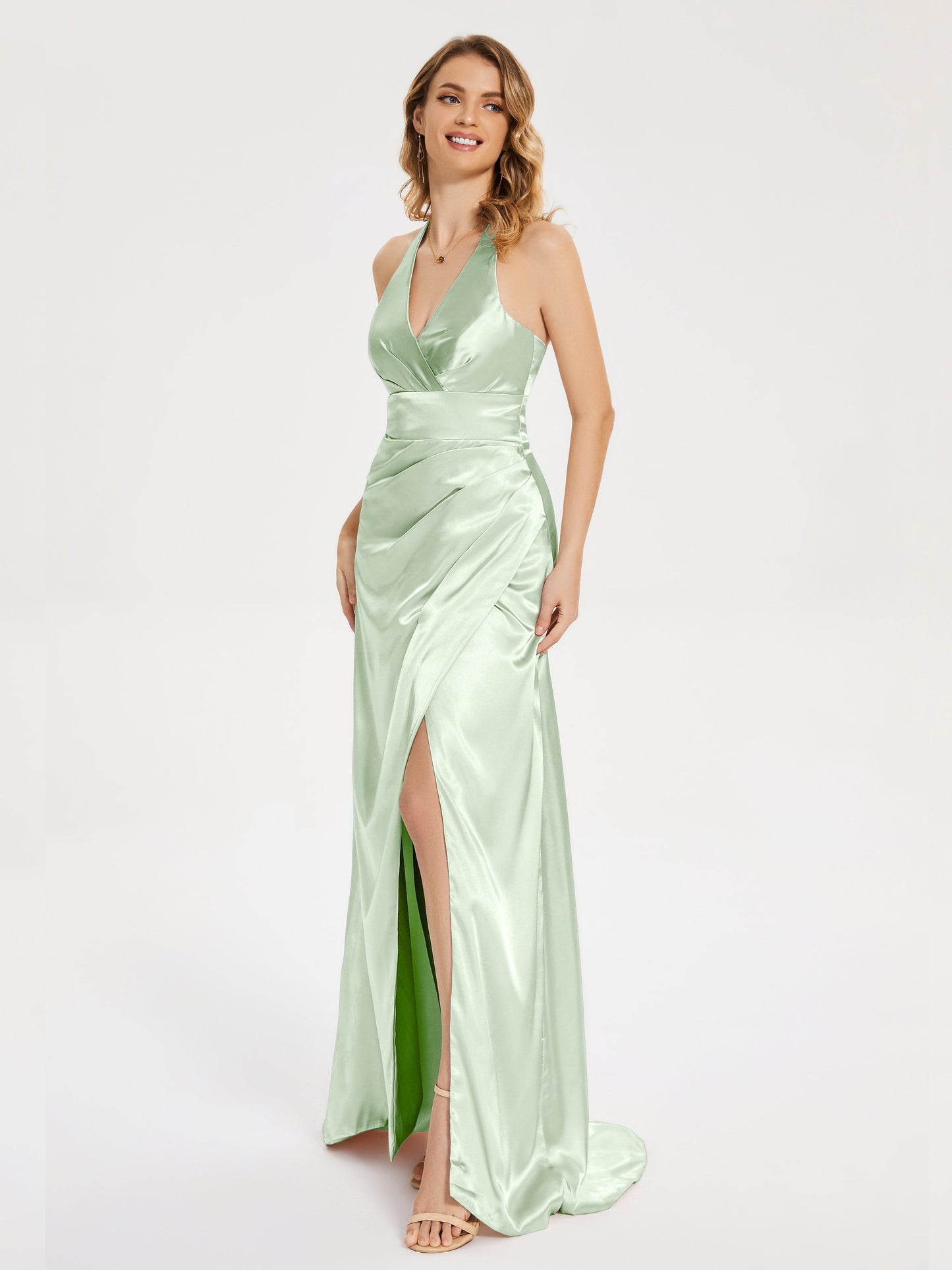 Mariana Halter Backless Soft Satin Bridesmaid Dress
