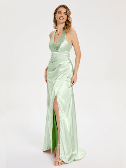Mariana Halter Backless Soft Satin Bridesmaid Dress