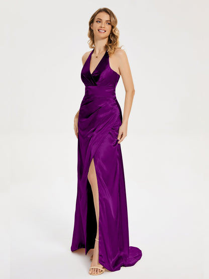 Mariana Halter Backless Soft Satin Bridesmaid Dress