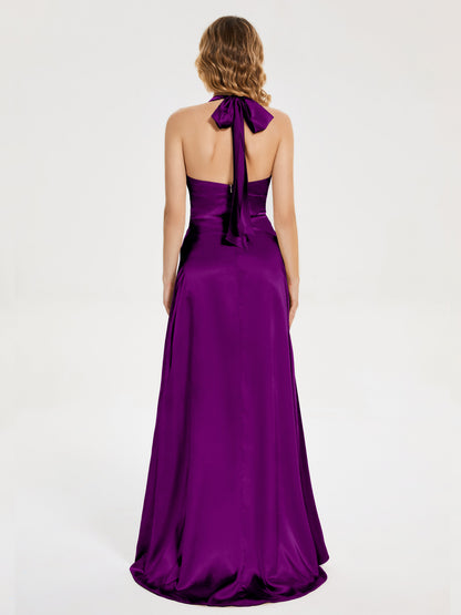 Mariana Halter Backless Soft Satin Bridesmaid Dress