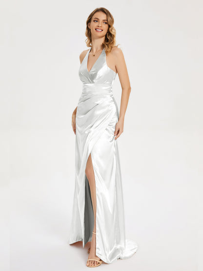 Mariana Halter Backless Soft Satin Bridesmaid Dress