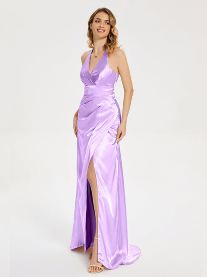 Mariana Halter Backless Soft Satin Bridesmaid Dress