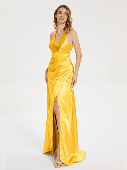 Mariana Halter Backless Soft Satin Bridesmaid Dress