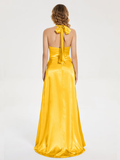 Mariana Halter Backless Soft Satin Bridesmaid Dress