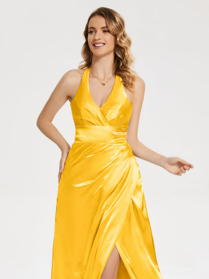 Mariana Halter Backless Soft Satin Bridesmaid Dress