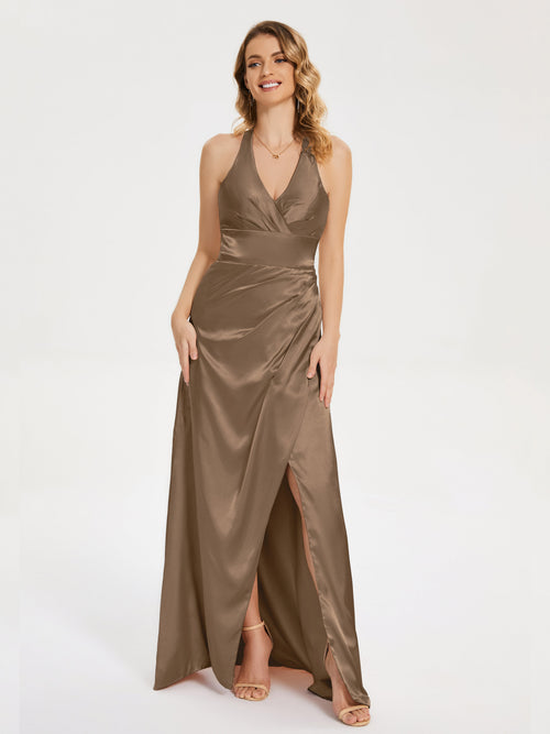 Mariana Halter Backless Soft Satin Bridesmaid Dress