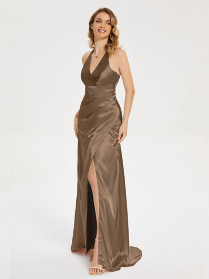 Mariana Halter Backless Soft Satin Bridesmaid Dress