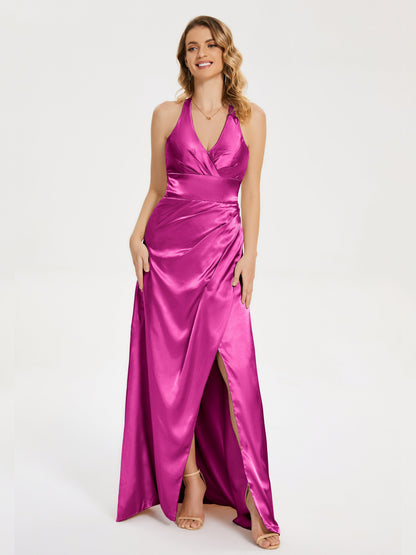 Mariana Halter Backless Soft Satin Bridesmaid Dress