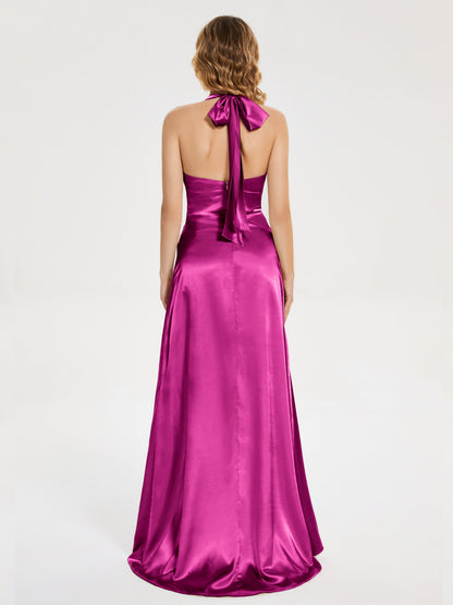 Mariana Halter Backless Soft Satin Bridesmaid Dress