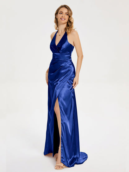 Mariana Halter Backless Soft Satin Bridesmaid Dress
