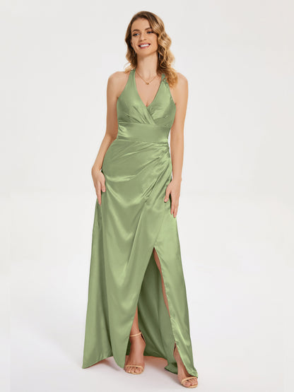 Mariana Halter Backless Soft Satin Bridesmaid Dress