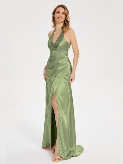 Mariana Halter Backless Soft Satin Bridesmaid Dress