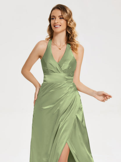 Mariana Halter Backless Soft Satin Bridesmaid Dress