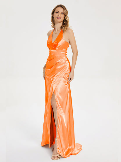 Mariana Halter Backless Soft Satin Bridesmaid Dress