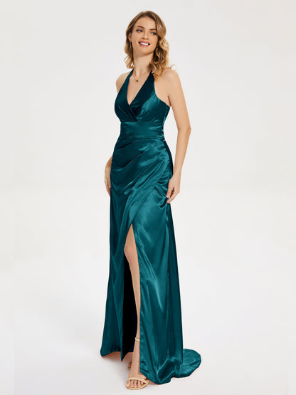 Mariana Halter Backless Soft Satin Bridesmaid Dress