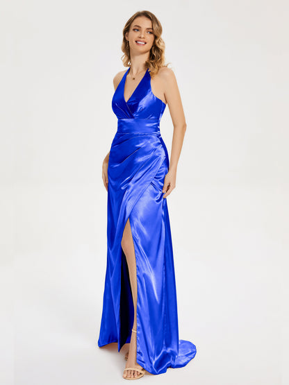 Mariana Halter Backless Soft Satin Bridesmaid Dress