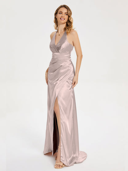 Mariana Halter Backless Soft Satin Bridesmaid Dress