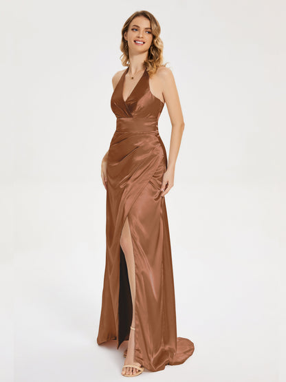 Mariana Halter Backless Soft Satin Bridesmaid Dress