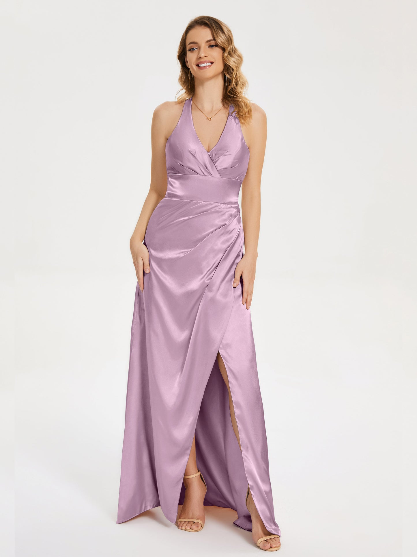 Mariana Halter Backless Soft Satin Bridesmaid Dress