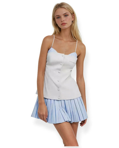 Chic Patchwork Tube Top Mini Dress
