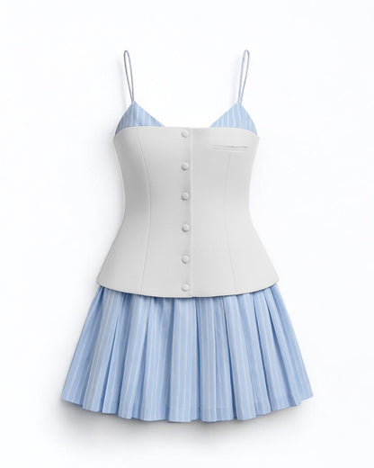 Chic Patchwork Tube Top Mini Dress