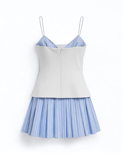 Chic Patchwork Tube Top Mini Dress
