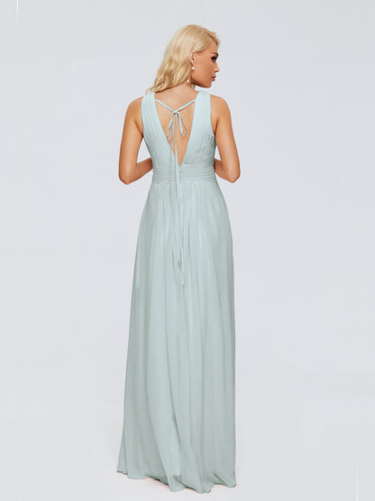 Juliana A-line V Neck Straps Chiffon Bridesmaid Dresses With Pockets