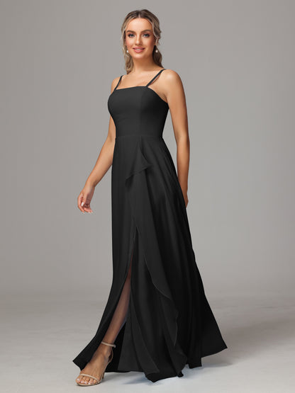 Spaghetti Straps Chiffon Bridesmaid Dress With Pockets