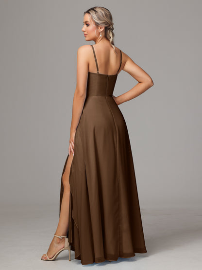 Spaghetti Straps Chiffon Bridesmaid Dress With Pockets
