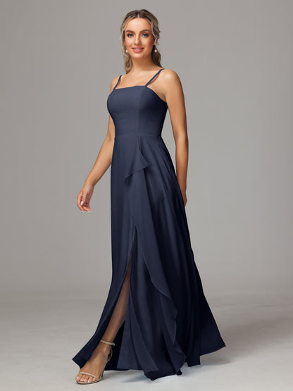 Spaghetti Straps Chiffon Bridesmaid Dress With Pockets