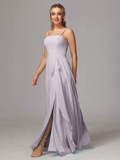 Spaghetti Straps Chiffon Bridesmaid Dress With Pockets