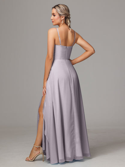 Spaghetti Straps Chiffon Bridesmaid Dress With Pockets