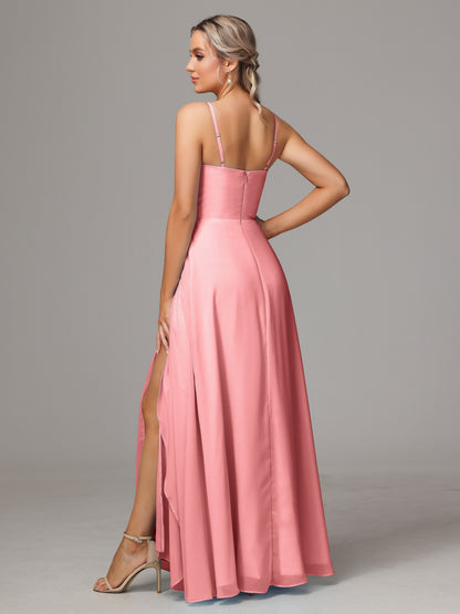 Spaghetti Straps Chiffon Bridesmaid Dress With Pockets