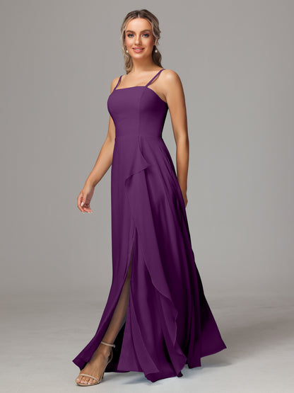 Spaghetti Straps Chiffon Bridesmaid Dress With Pockets